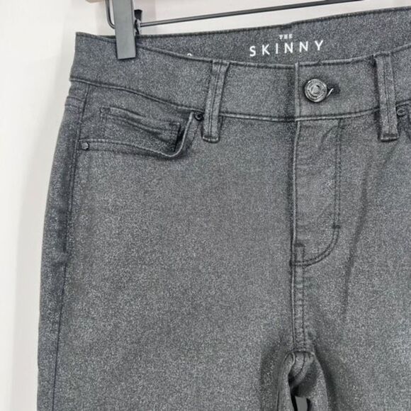 White House Black Market Women's Metallic Gold Foil Skinny‎ Ankle Jeans Size 0 - Picture 2 of 16